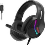 Геймърски слушалки с микрофон Marvo Tactic 40 H8618, USB, RGB подсветка, черни