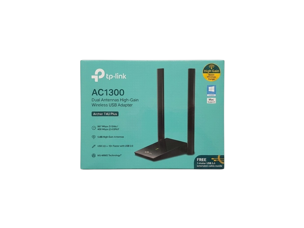 TP-Link AC1300 Dual Antennas High-Gain Wireless USB Adapter (Archer T4U Plus)