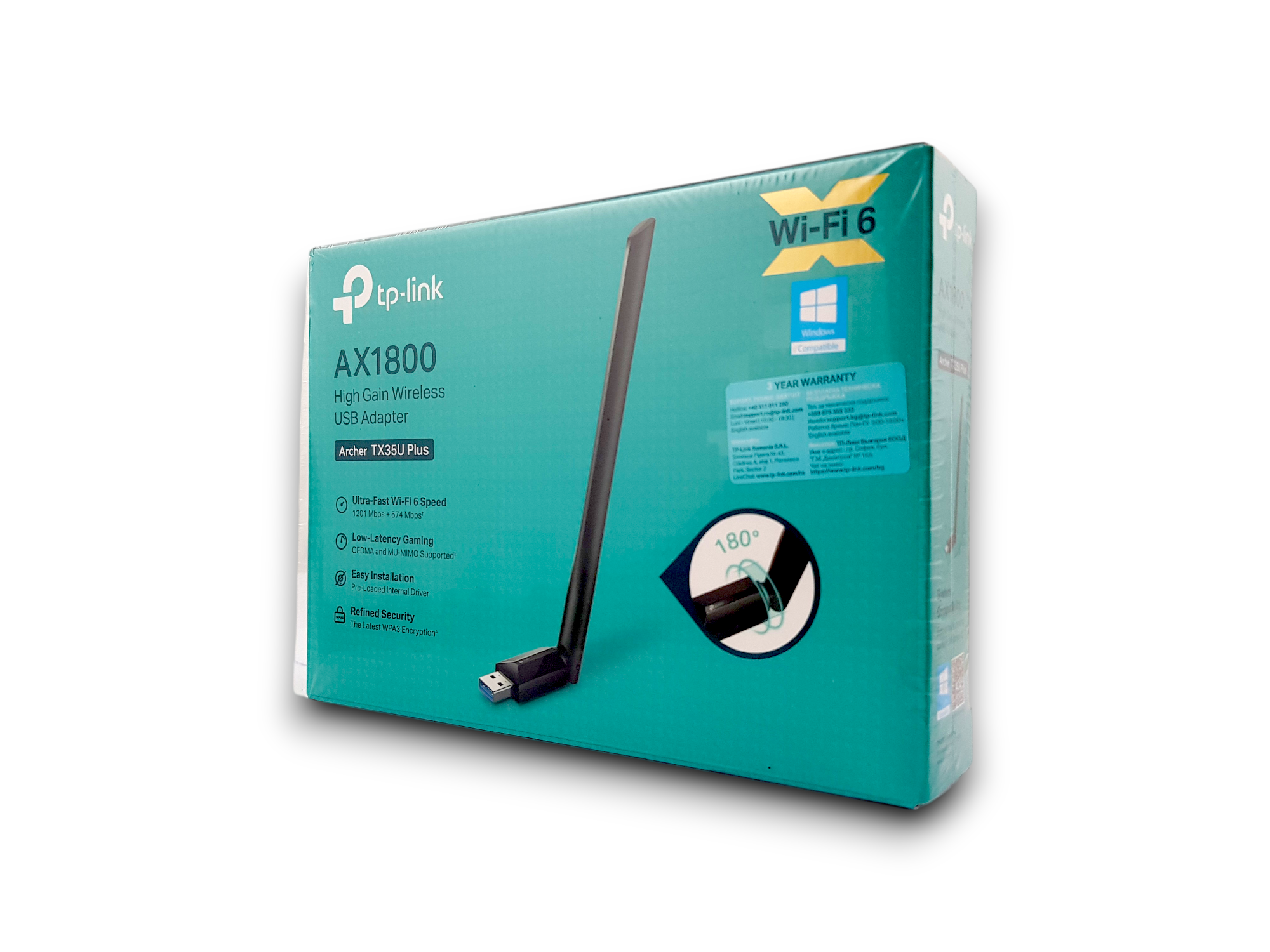 TP-Link AX1800 High Gain Wireless USB Adapter (Archer TX35U Plus)