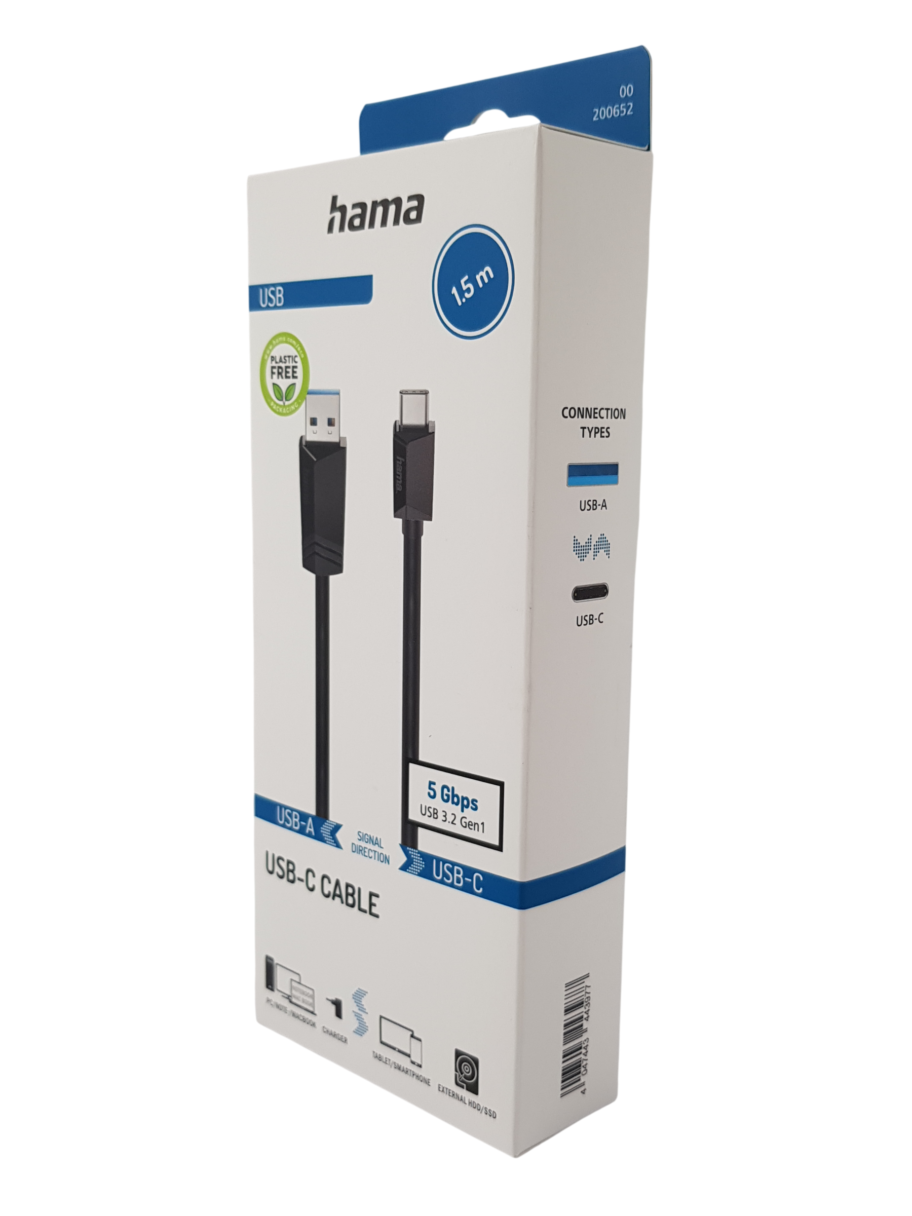 Hama USB-A → USB-C кабел (модел 00200652 / 200652)