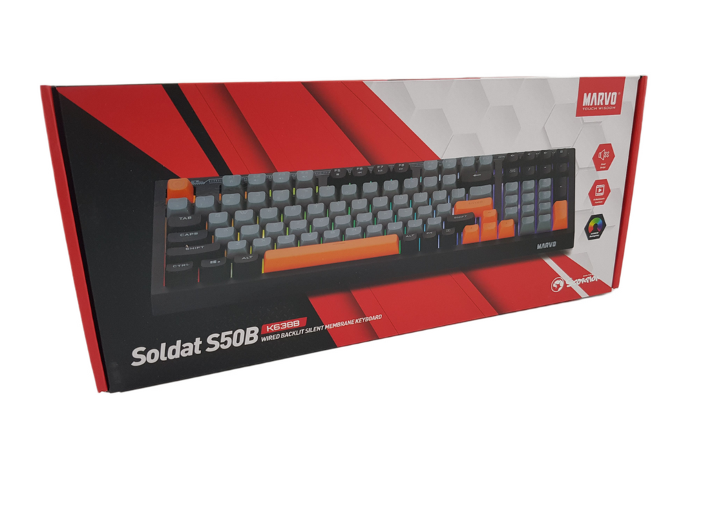 Геймърска клавиатура Marvo Soldat S50B - Rainbow, 98 клавиша - MARVO-K638B