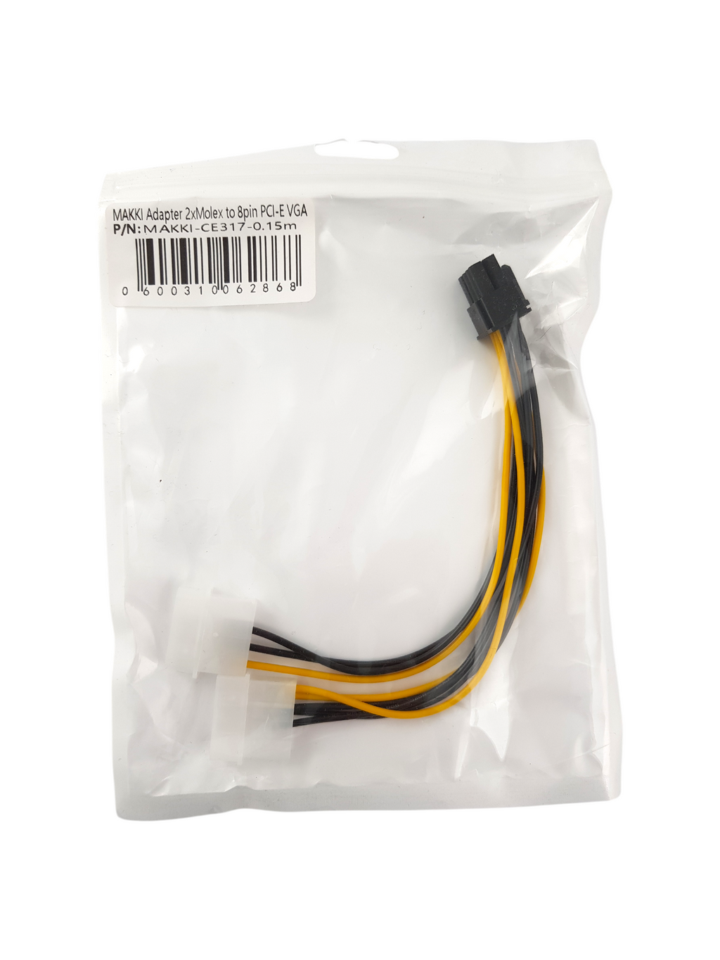 MAKKI Adapter 2x Molex към 8-pin PCI-E VGA кабел 0.15m (CE317-0.15)