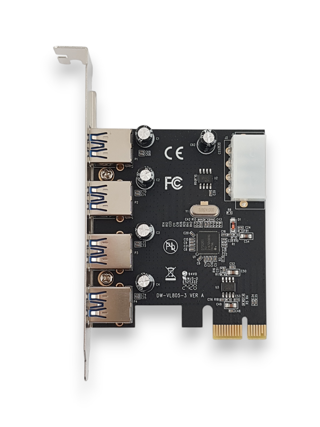 Контролер Makki MAKKI-PCIE-4XUSB30-V1, от PCI-E x1 към 4x USB A 3.3(ж)