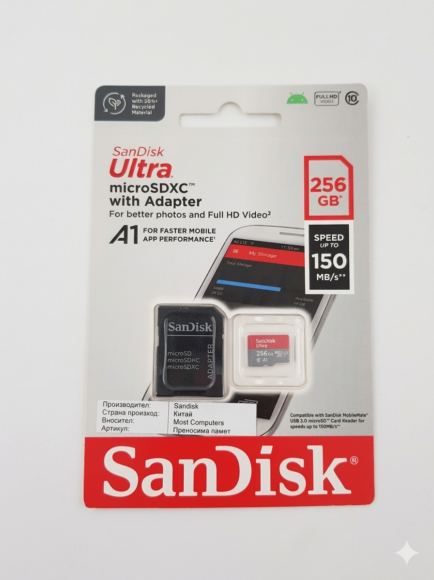 SanDisk Ultra microSDXC with Adapter – 256GB