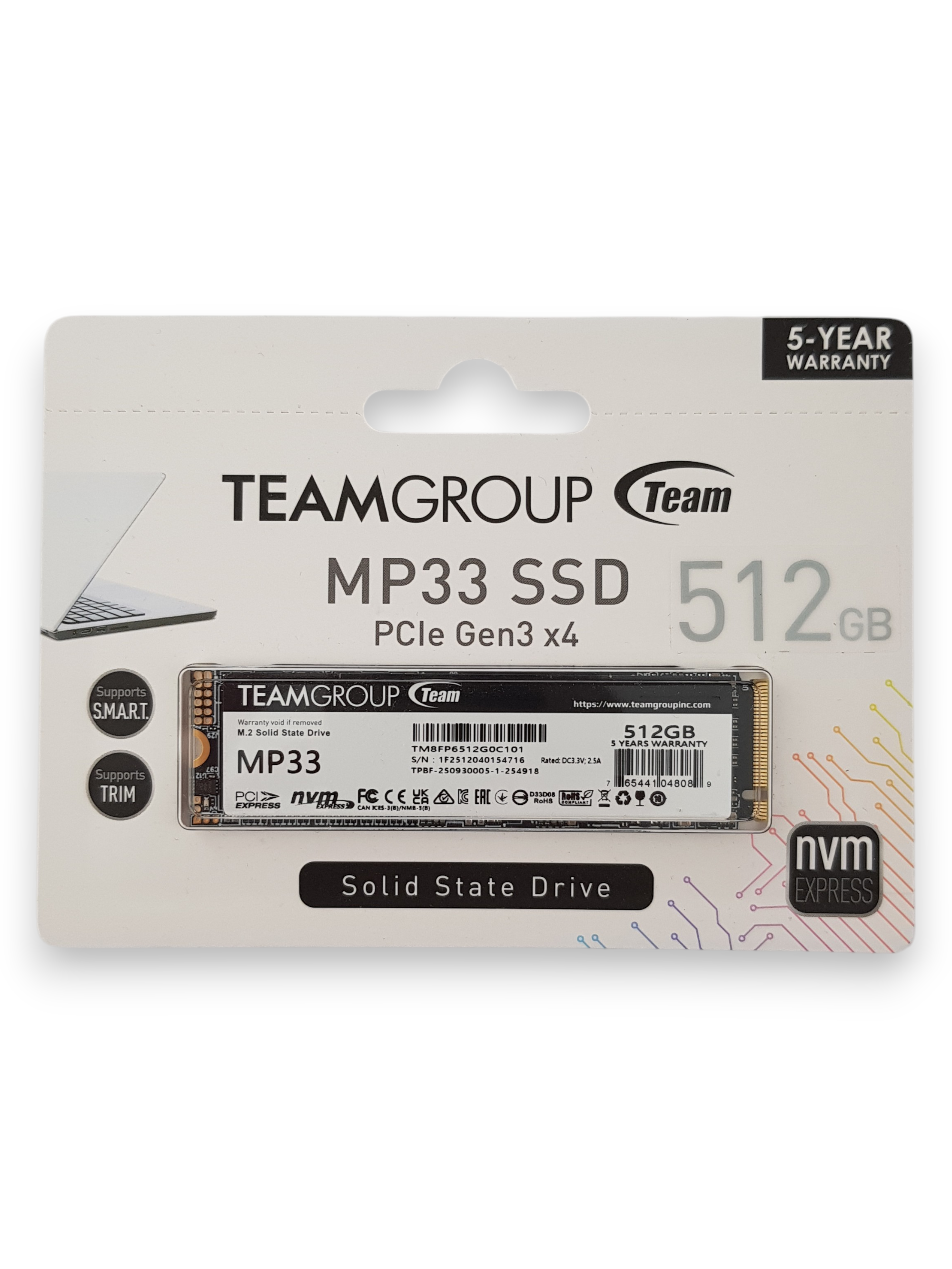 TEAMGROUP MP33 512GB NVMe SSD PCIe 3.0 x4 M.2 2280