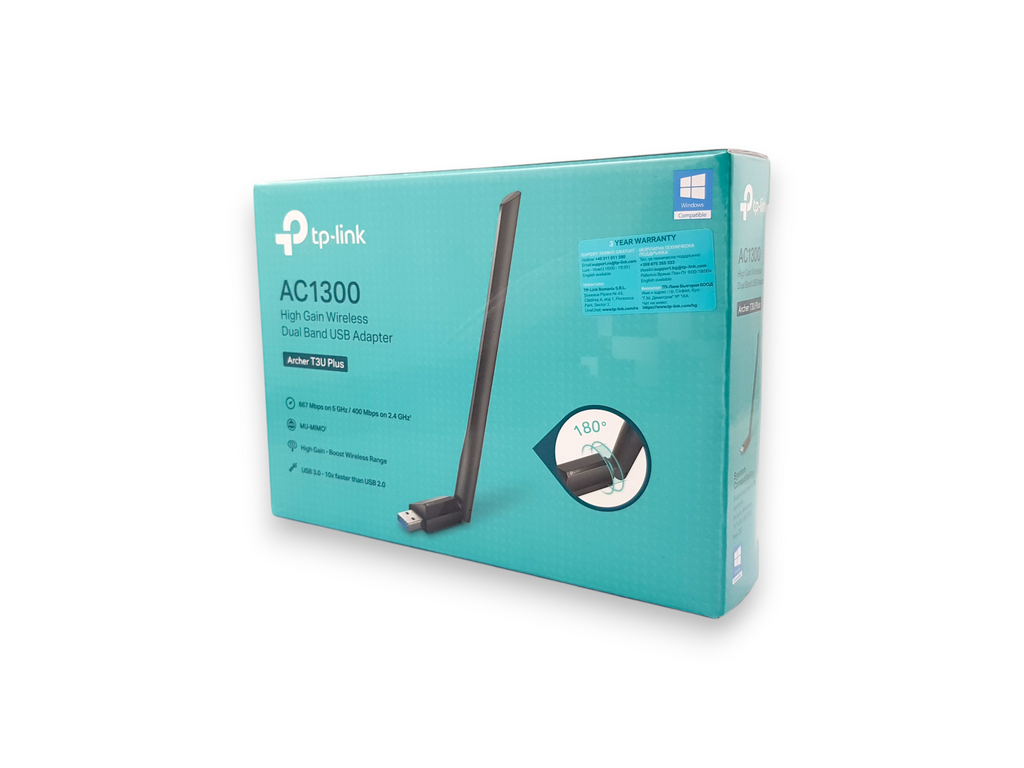 TP-Link AC1300 High Gain Wireless Dual Band USB Adapter (Archer T3U Plus)