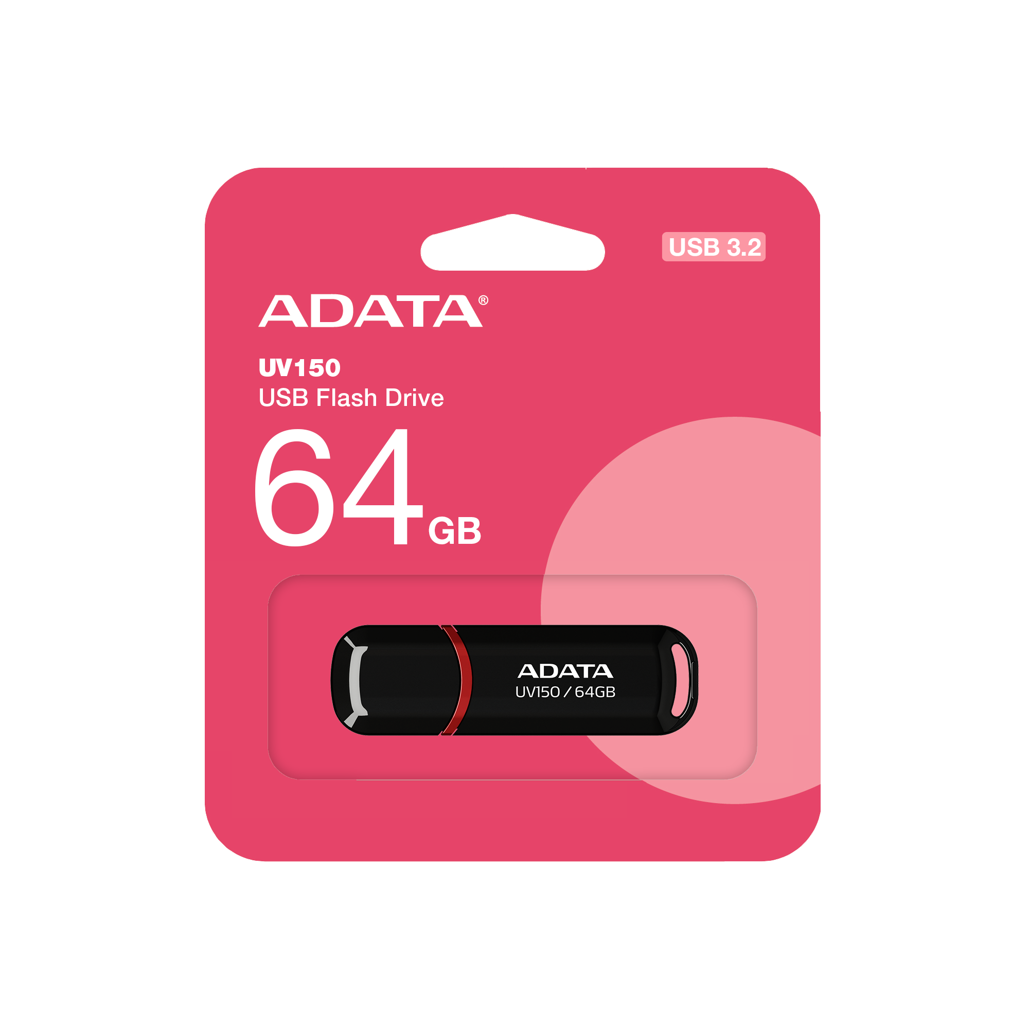 ADATA USB UV150 USB Flash Drive, 64GB, Red/Black