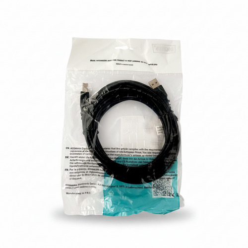 ASSMANN AK-300105-050-S, USB A(m) to USB B(m), 5m, Black