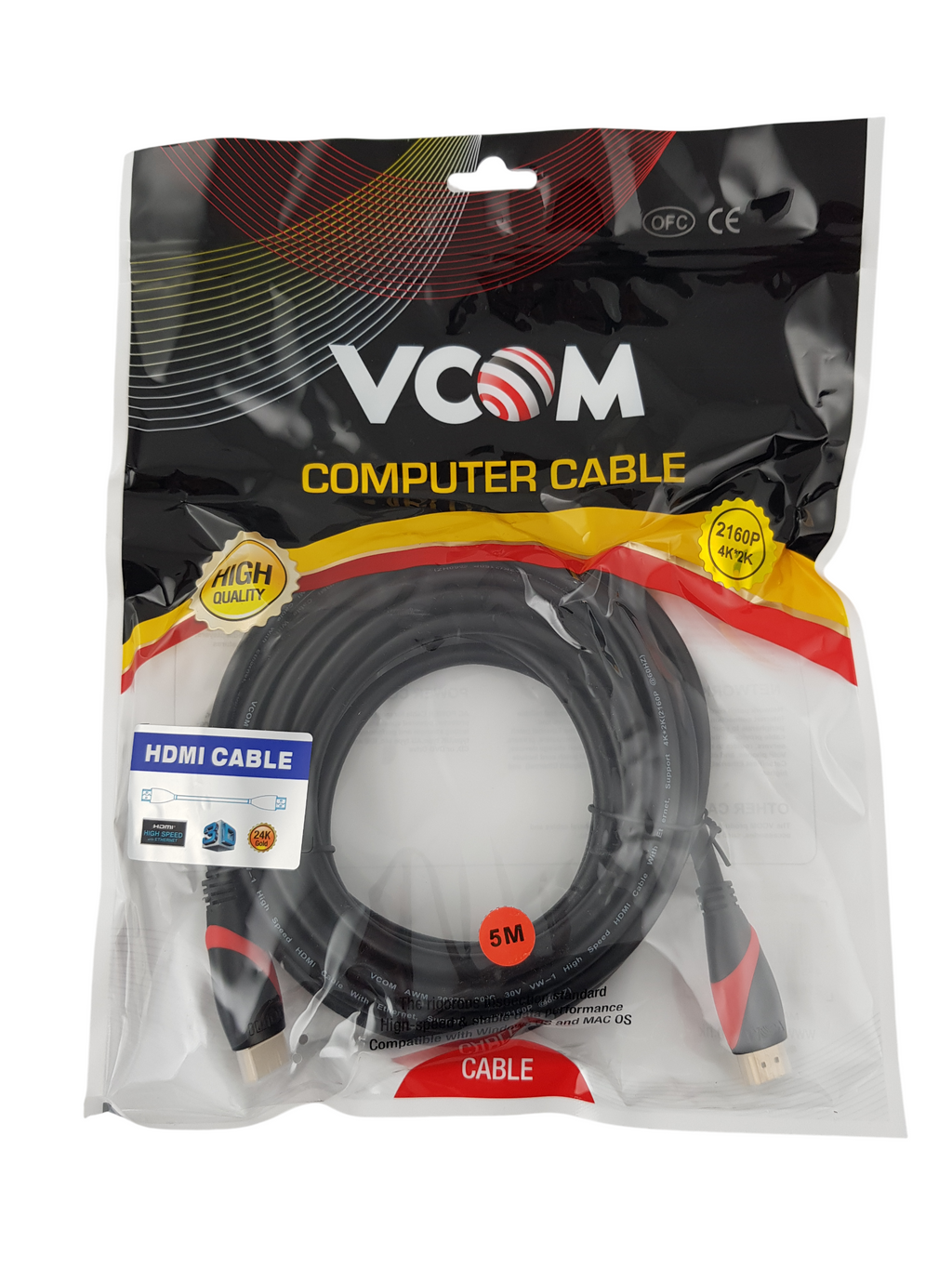 VCOM Високоскоростен HDMI кабел с Ethernet – 5 метра (CG525)