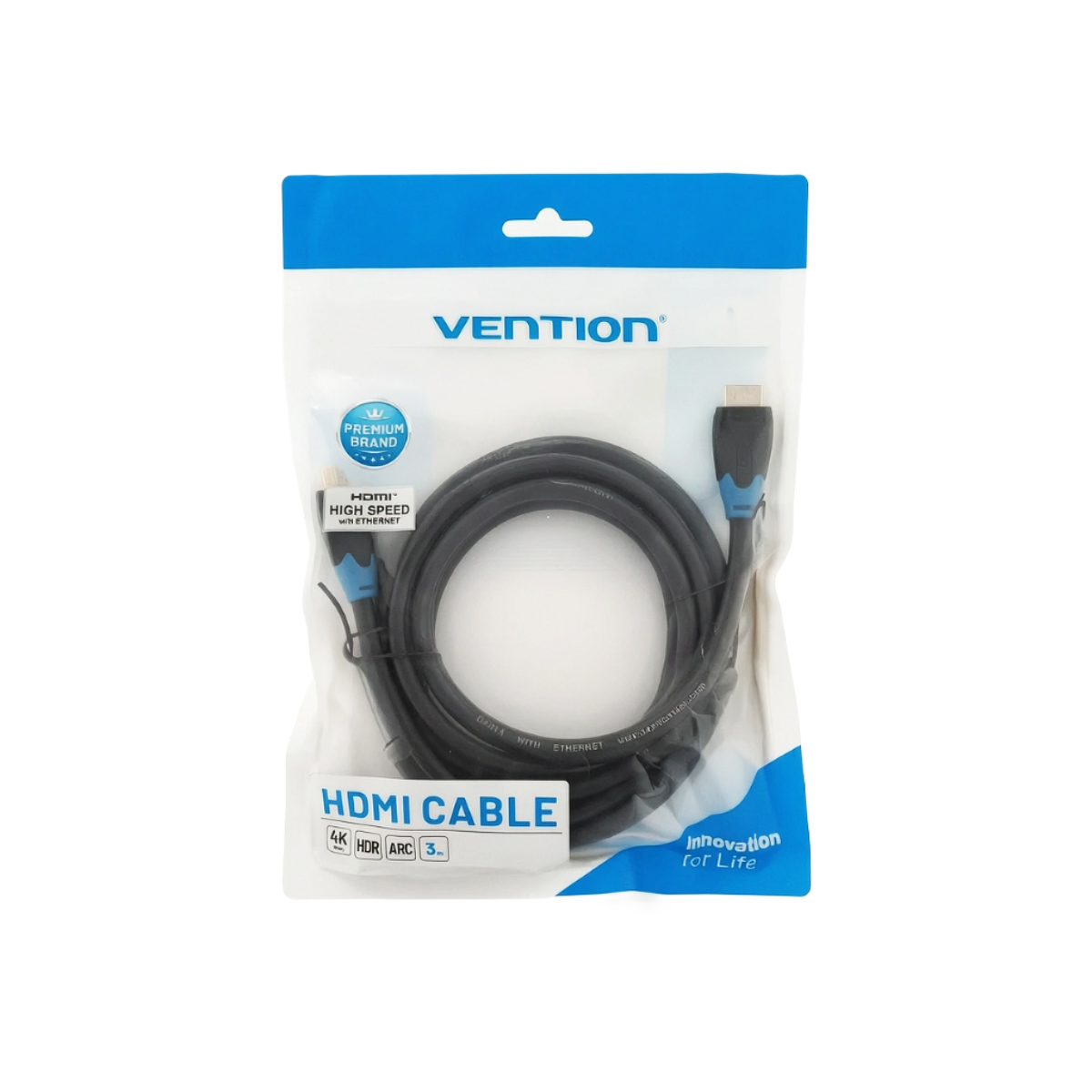 Кабел Vention AACBI HDMI M/M, v2.0, 4K/60Hz Gold, Черен, 3м