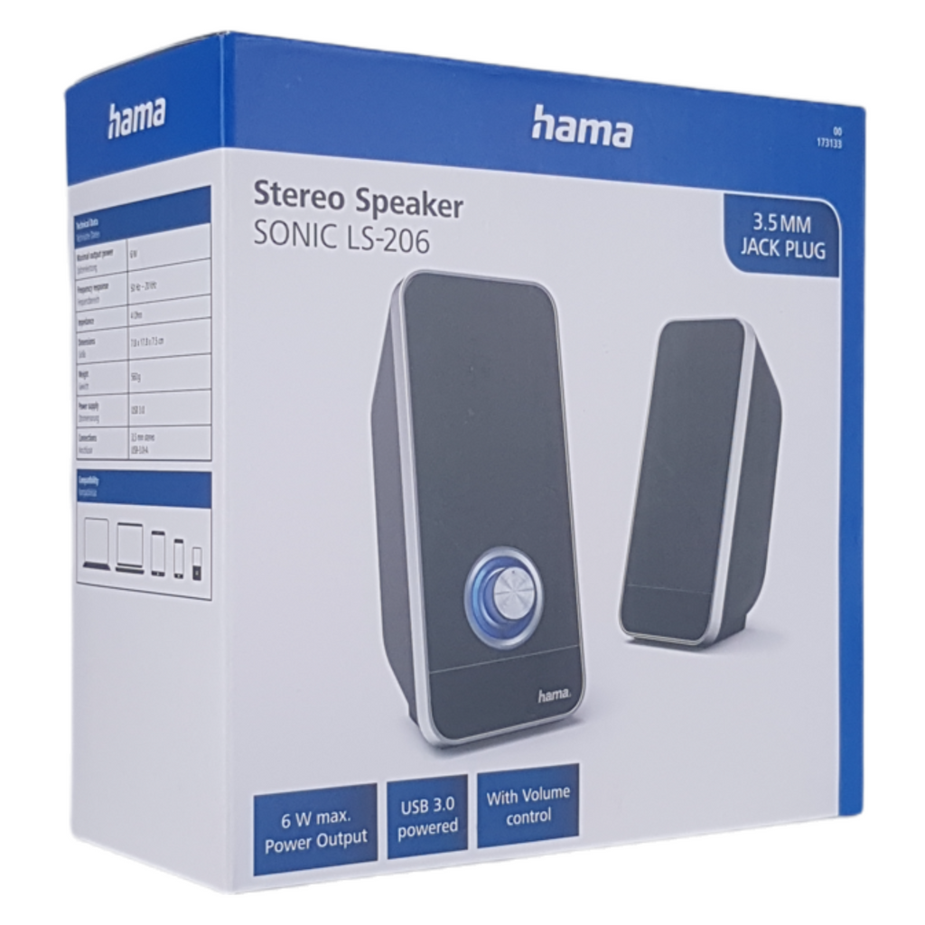 HAMA Sonic LS-206, USB 3.0, Черен/Сив