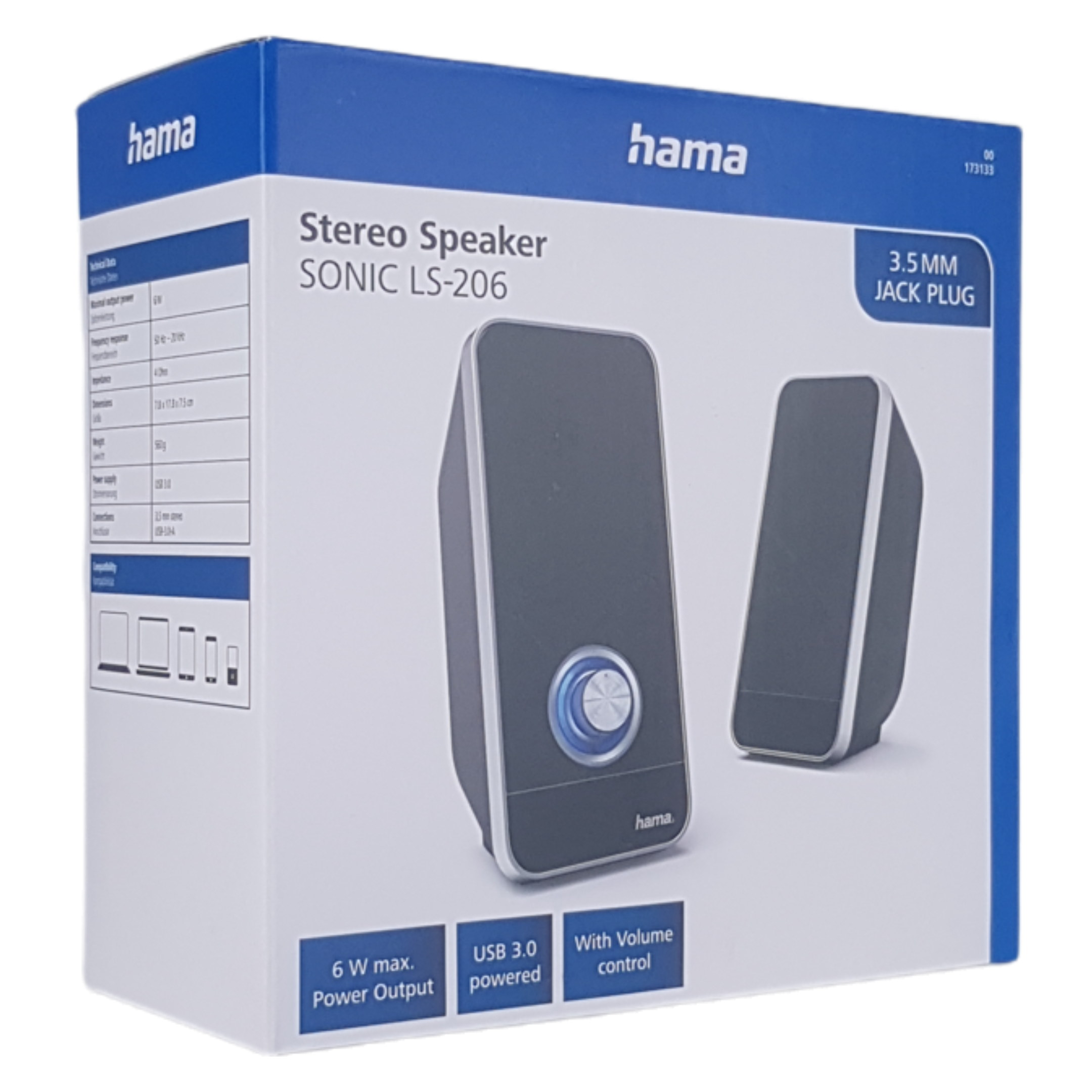 HAMA Sonic LS-206, USB 3.0, Черен/Сив