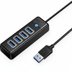 USB хъб Orico PW4U-C3-015-BK, USB-C към 4 x USB-A 3.0, 0.15 м, черен